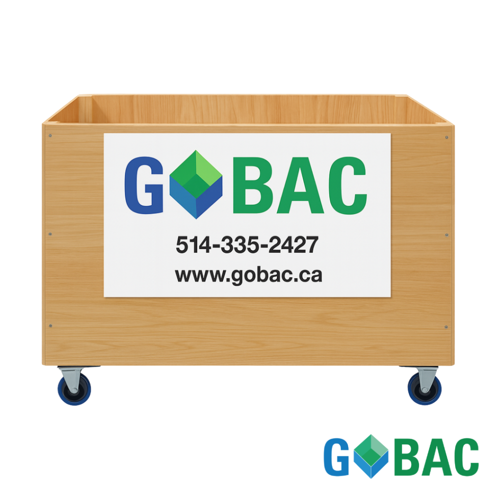 Bac en bois sur roulettes