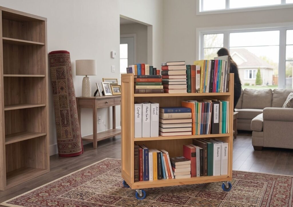 Chariots de bibliothèque à quatre tablettes